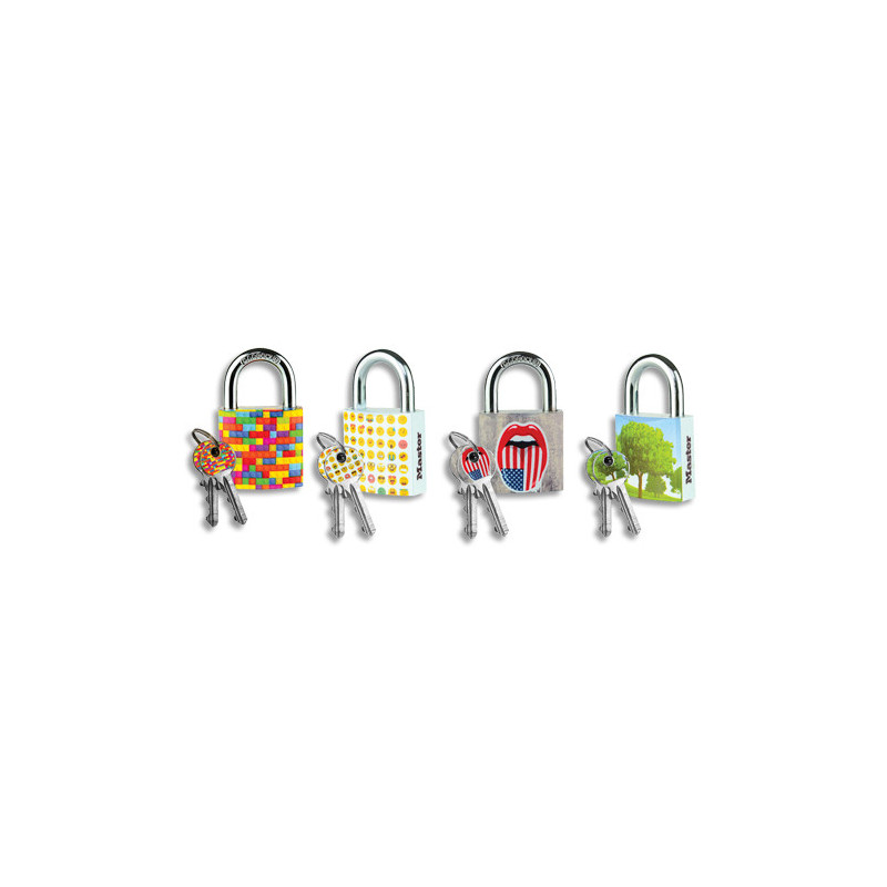 MASTER LOCK Cadenas à clés largeur 30 mm motifs tendance imprimés sous blister