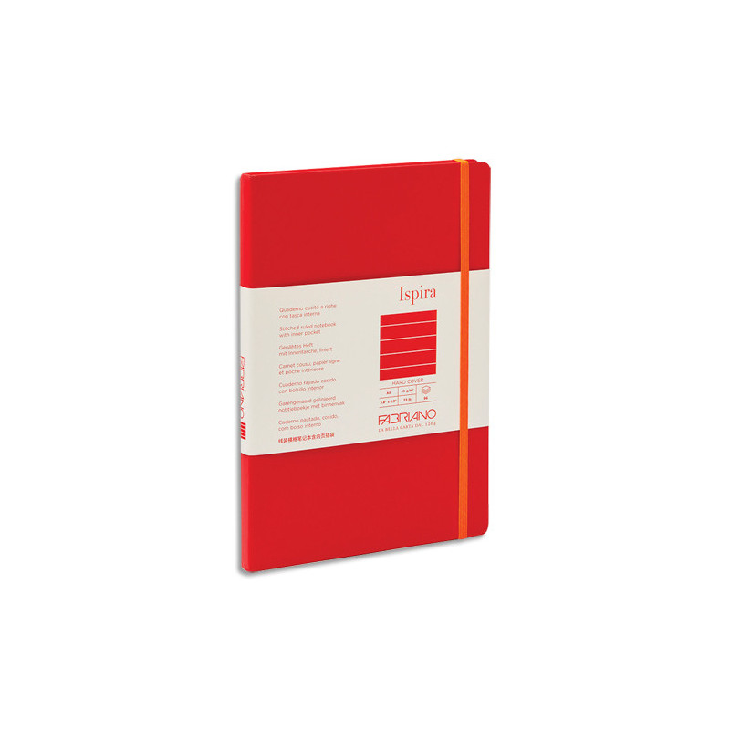 FABRIANO Carnet ISPIRA A5 couverture souple 96 pages lignées. Coloris rouge