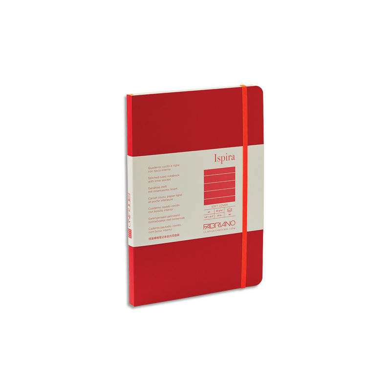 FABRIANO Carnet ISPIRA A5 couverture rigide 96 pages lignées. Coloris rouge