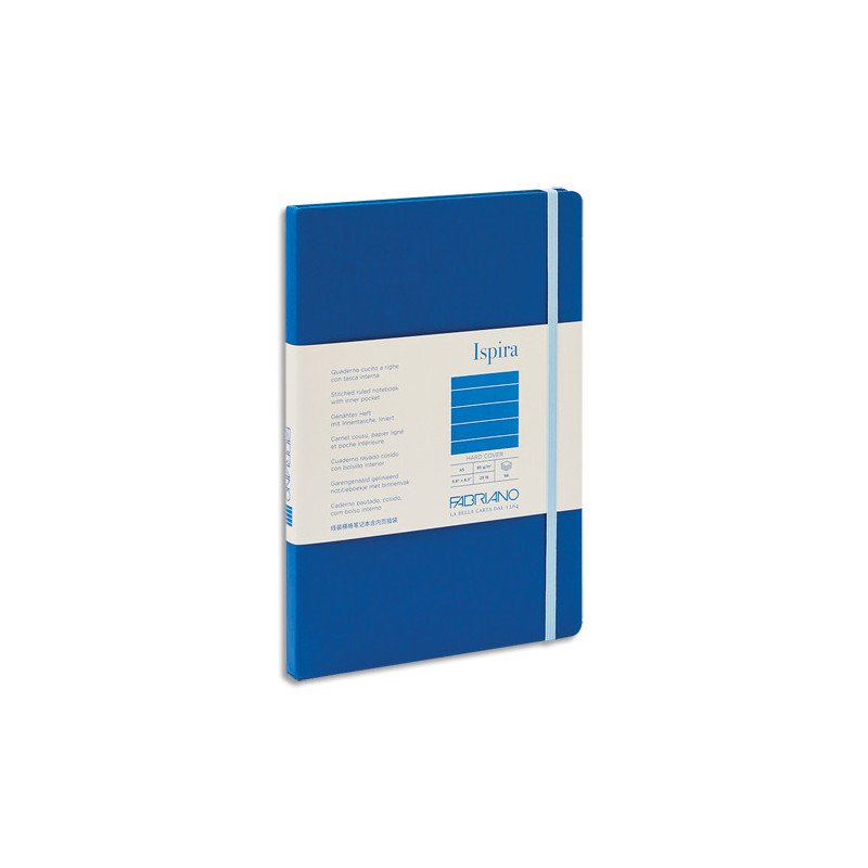 FABRIANO Carnet ISPIRA A5 couverture rigide 96 pages lignées. Coloris bleu roi