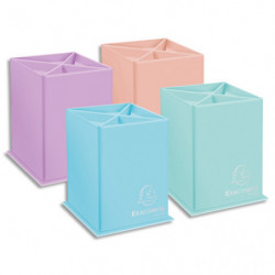 EXACOMPTA Pot crayons AQUAREL carton 4 cmpts Dim (lxhxp):8,5x11x8,5 cm Ass pastel Bleu Corail Mauve Vert