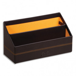 RHODIA Trieur à courrier Rhodiarama en simili cuir italien, 2 cmpts. Dim (lxhxp) : 25x14x10 cm. Black