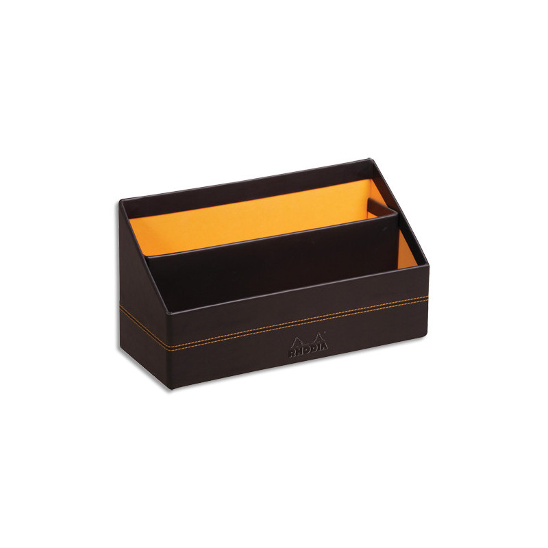 RHODIA Trieur à courrier Rhodiarama en simili cuir italien, 2 cmpts. Dim (lxhxp) : 25x14x10 cm. Black