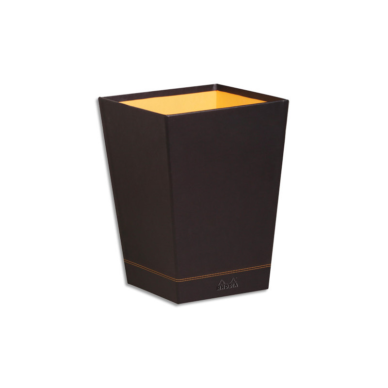RHODIA Corbeille à papier Rhodiarama 15L en simili cuir italien. Dim (lxhxp) : 24x32x24 cm. Black