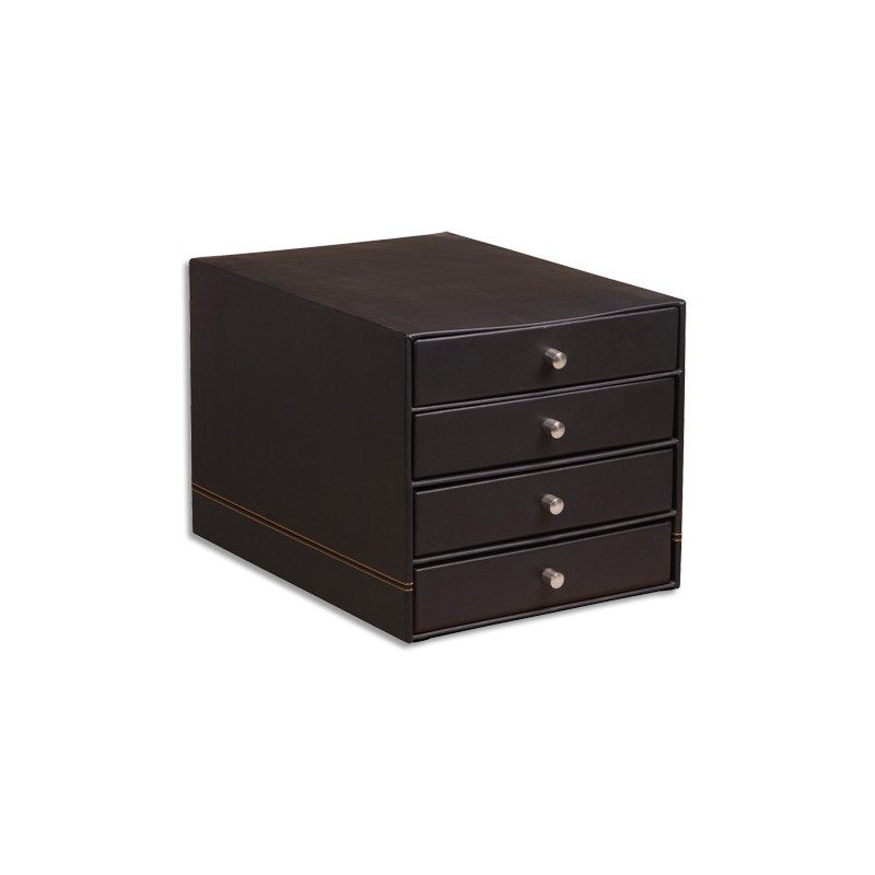 RHODIA Module classement Rhodiarama 4 tiroirs simili cuir italien. Dim (lxhxp) : 24,8x22,8x32,7 cm. Black