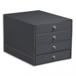 RHODIA Module classement Rhodiarama 4 tiroirs simili cuir italien. Dim (lxhxp): 24,8x22,8x32,7 cm. Titane