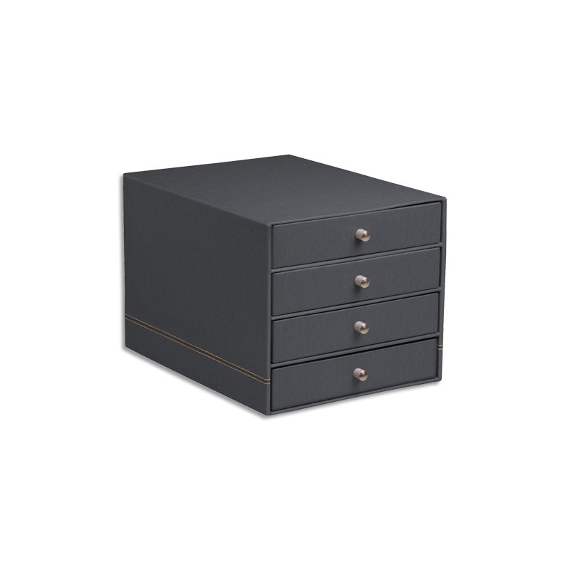 RHODIA Module classement Rhodiarama 4 tiroirs simili cuir italien. Dim (lxhxp): 24,8x22,8x32,7 cm. Titane