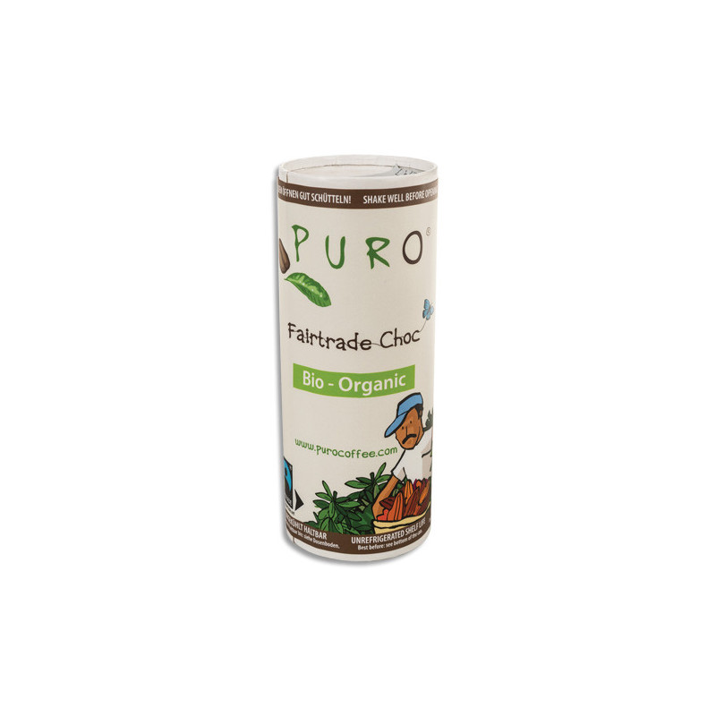 PURO Boisson froide CHOCOLAT LAIT bio et Fairtrade (230ml) chocolat, sucre de canne et lait entier