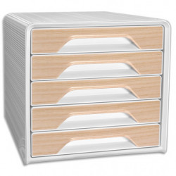 CEP Module de classement SILVA SMOOVE 5 tiroirs. Dimensions (l x h x p): 36 x 27 x 28,8 cm. Blanc/Hêtre