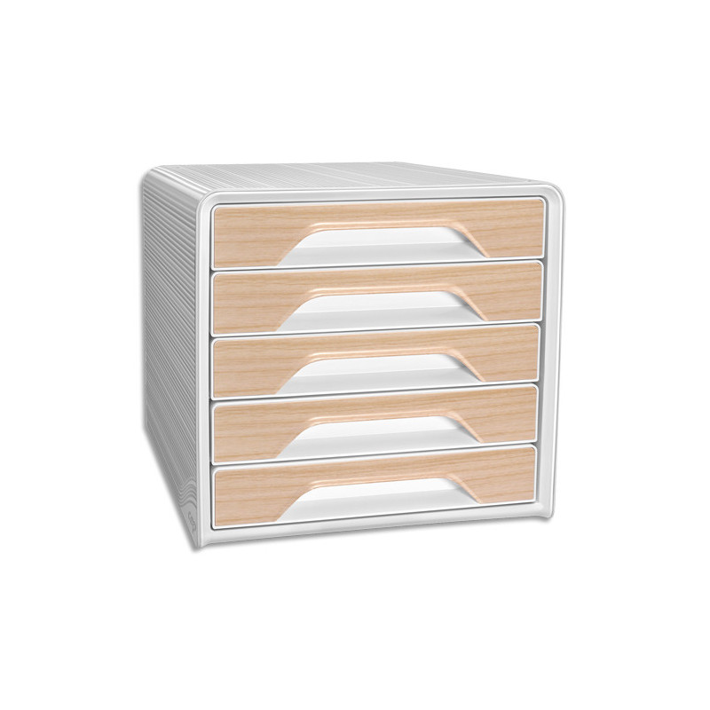 CEP Module de classement SILVA SMOOVE 5 tiroirs. Dimensions (l x h x p): 36 x 27 x 28,8 cm. Blanc/Hêtre