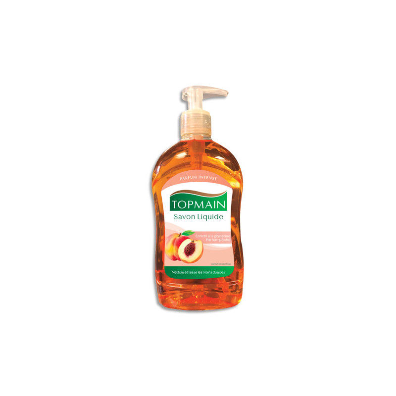 TOPMAIN Flacon à pompe 500 ml de Savon liquide doux à la glycérine parfum Pêche
