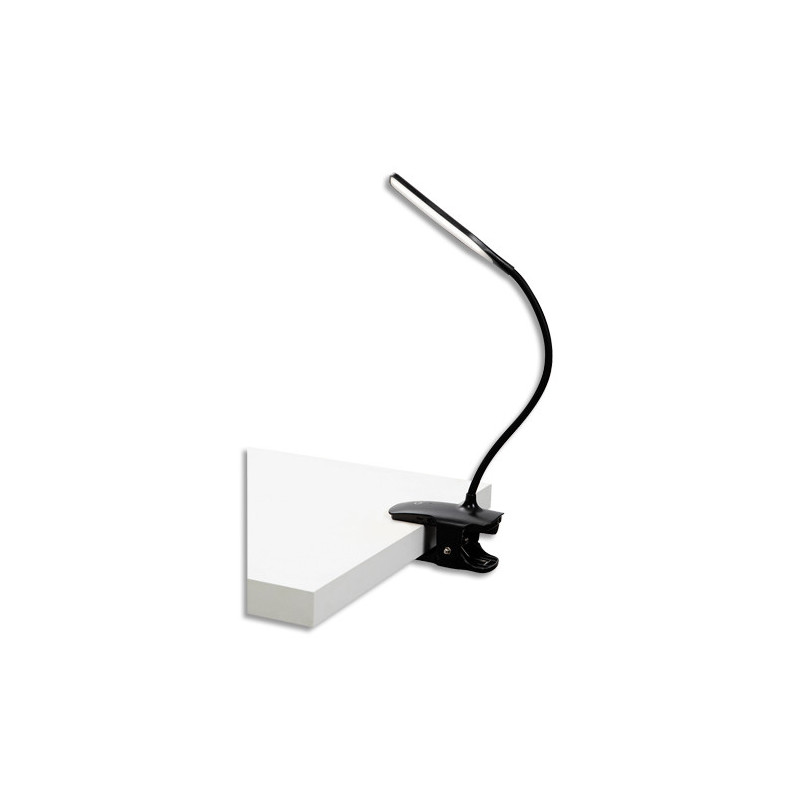 ALBA Lampe ss fil LEDCLIP ABS, silicone 3 niveaux d'intensité Tête:15x3 cm Bras:26 cm Base:12x6 cm. Noire