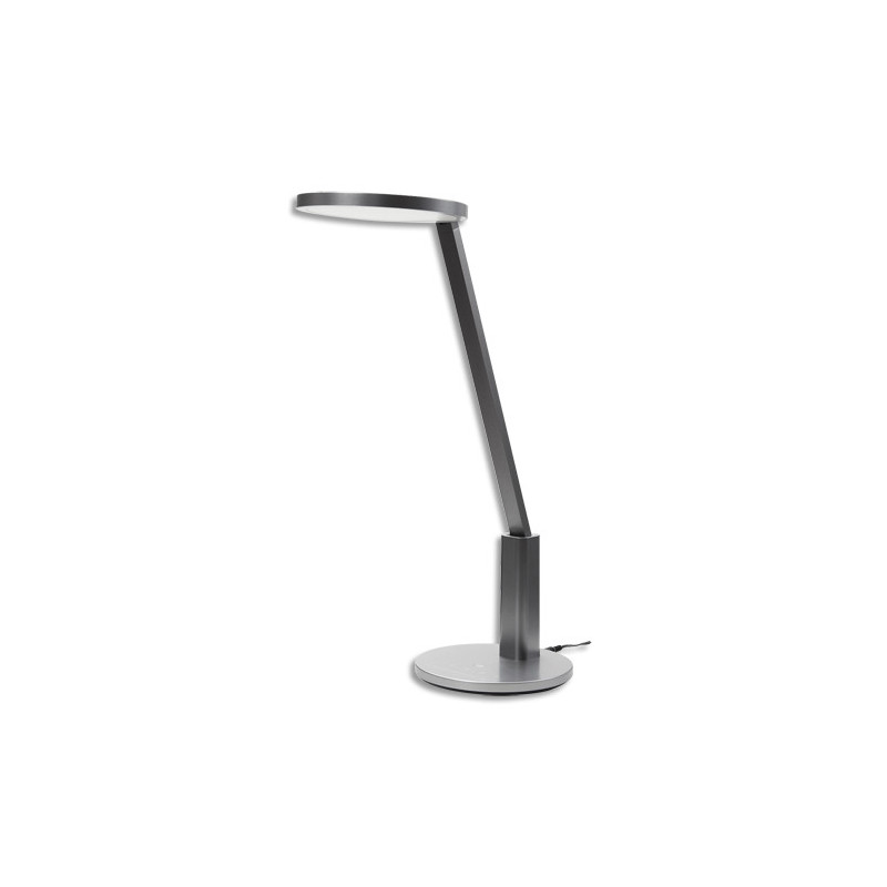 ALBA Lampe LEDTECH aluminium et ABS 5 fonctions luminosité Tête:15,5 cm Bras:46,5 cm Base:16 cm. Grise