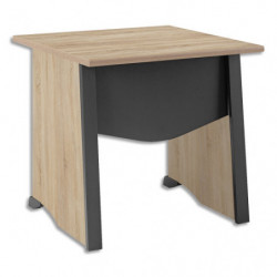 GAUTIER Table bureau pied panneaux avec voile de fond L80xH74xP80cm. Finition MAMBO Chêne sonoma-Noir