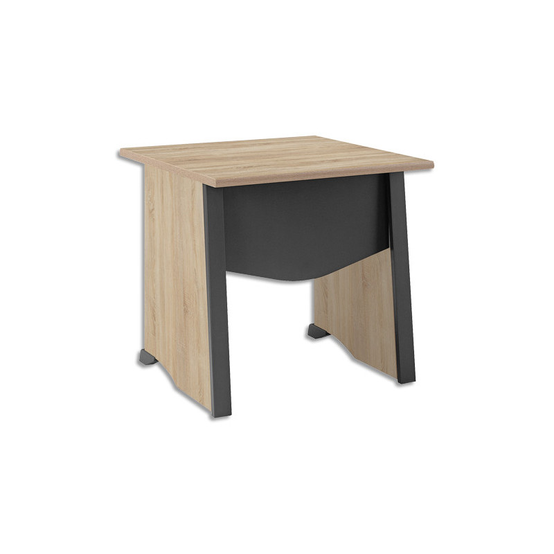 GAUTIER Table bureau pied panneaux avec voile de fond L80xH74xP80cm. Finition MAMBO Chêne sonoma-Noir