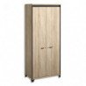 GAUTIER Armoire 2 portes battantes à serrure, 3 étagères, L80 x H187 x P46. Finition Chêne sonoma-Noir