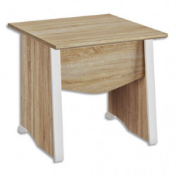 GAUTIER Table bureau pied panneaux avec voile de fond L80xH74xP80cm. Finition MAMBO Chêne sonoma-Blanc