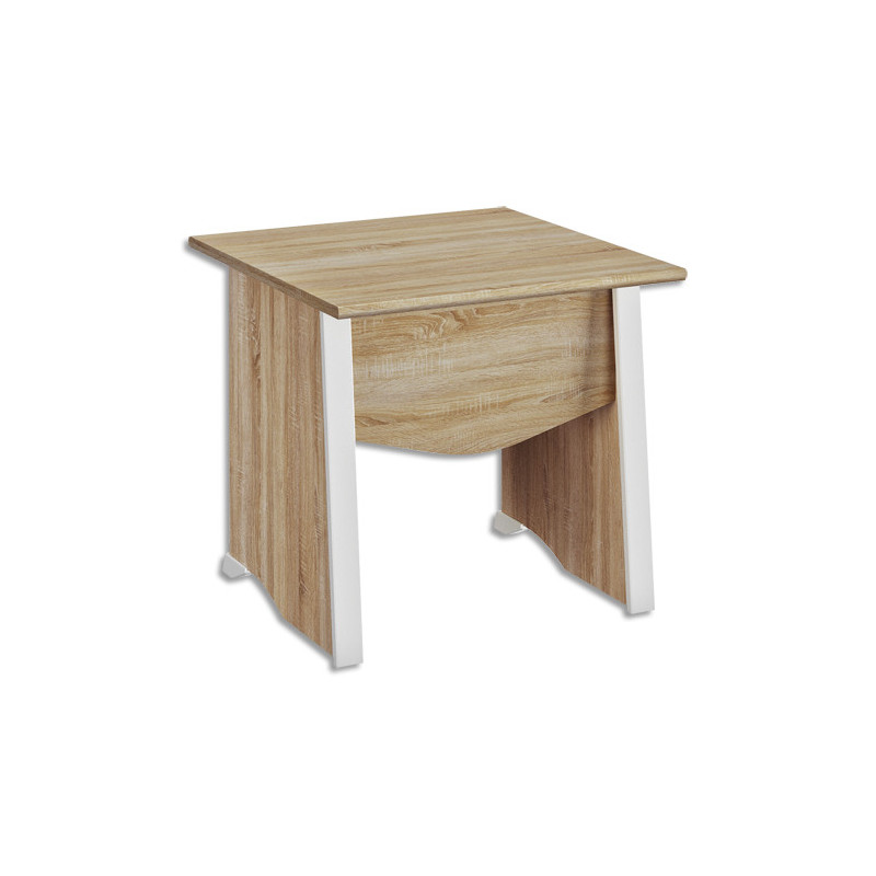 GAUTIER Table bureau pied panneaux avec voile de fond L80xH74xP80cm. Finition MAMBO Chêne sonoma-Blanc