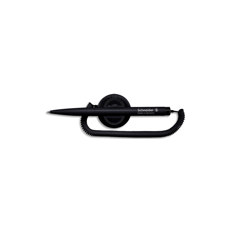 SCHNEIDER Stylo-bille Klick-Fix-Pen, pointe M, encre noire, corps noir, avec socle et chaînette