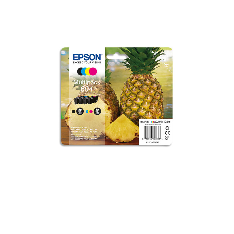 EPSON Pack de 4 cartouches jet d'encre ANANAS 604 C13T10G64010