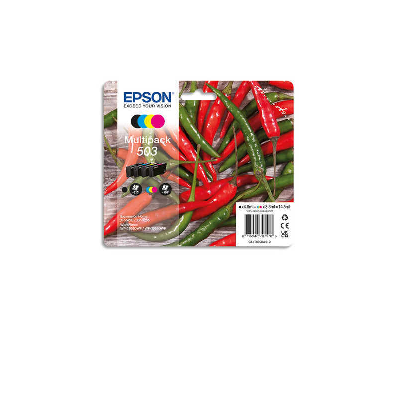 EPSON Pack de 4 cartouches jet d'encre PIMENT 503 C13T09Q64010