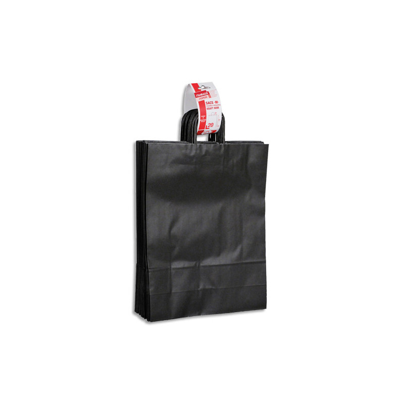 GPV Paquet de 20 sacs à anse torsadée kraft noir 100gr/m². Format 41x32x12cm (M)FSC-M