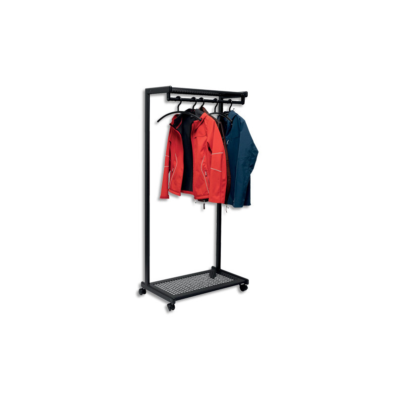 MAUL Vestiaire MAULbolero mobile métal thermolaqué noir, 1 tringle et 2 tablettes, 4 roulettes, 2 freins