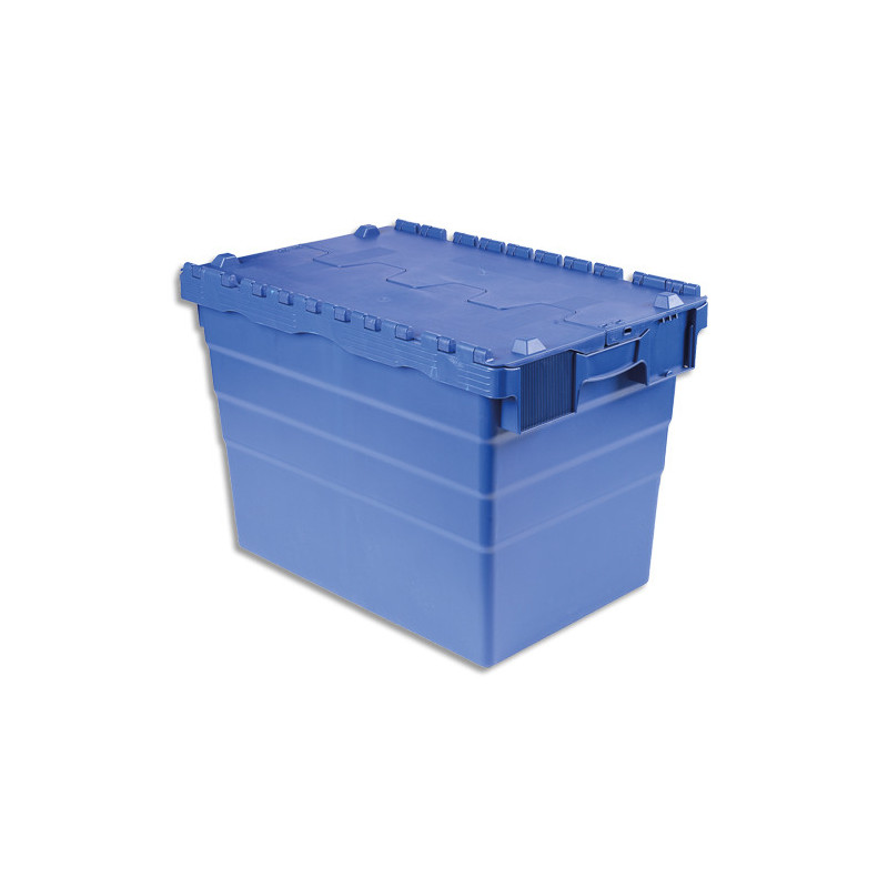VISO Bac de rangement navette 78L polypropylène Bleu, gerbable et emboîtable, poignées, Dim 60x40X41,6cm