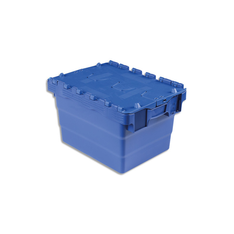 VISO Bac de rangement navette 22L polypropylène Bleu, gerbable et emboîtable, poignées, Dim 40x30x25cm