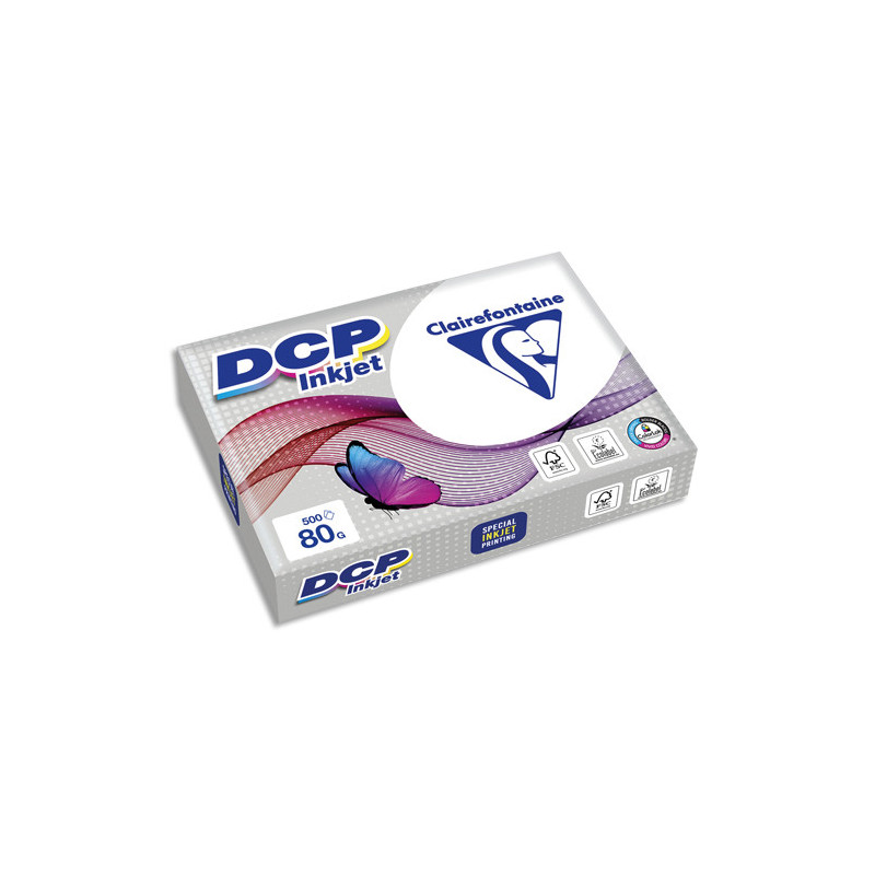 CLAIREFONTAINE Ramette de 500 feuilles papier Blanc DCP spécial impression jet d'encre 80 g format A4