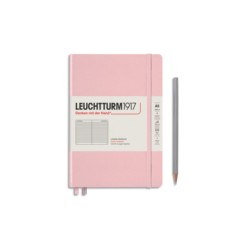 LEUCHTTURM 1917 Carnet rigide 14,8x21cm 251 pages lignées numérotées. Coloris Rose poudré