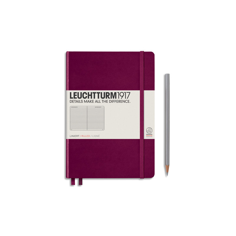 LEUCHTTURM 1917 Carnet rigide 14,8x21cm 251 pages lignées numérotées. Coloris Bordeaux