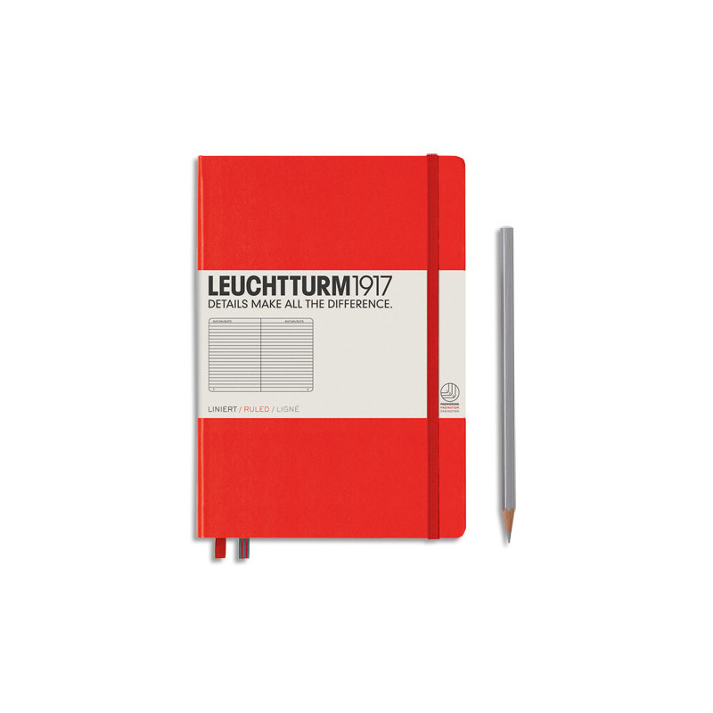 LEUCHTTURM 1917 Carnet rigide 14,8x21cm 251 pages lignées numérotées. Coloris Rouge