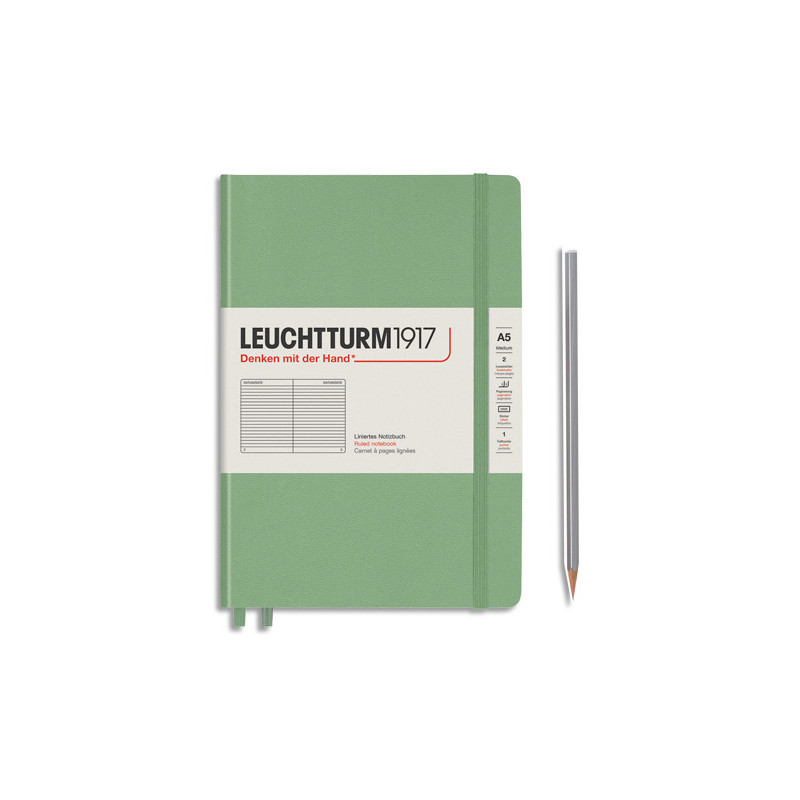 LEUCHTTURM 1917 Carnet rigide 14,8x21cm 251 pages lignées numérotées. Coloris Vert sauge