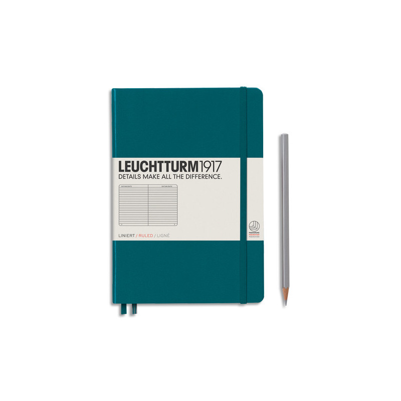 LEUCHTTURM 1917 Carnet rigide 14,8x21cm 251 pages lignées numérotées. Coloris Bleu canard