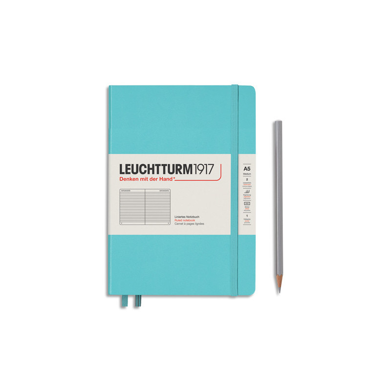 LEUCHTTURM 1917 Carnet rigide 14,8x21cm 251 pages lignées numérotées. Coloris Aquamarine