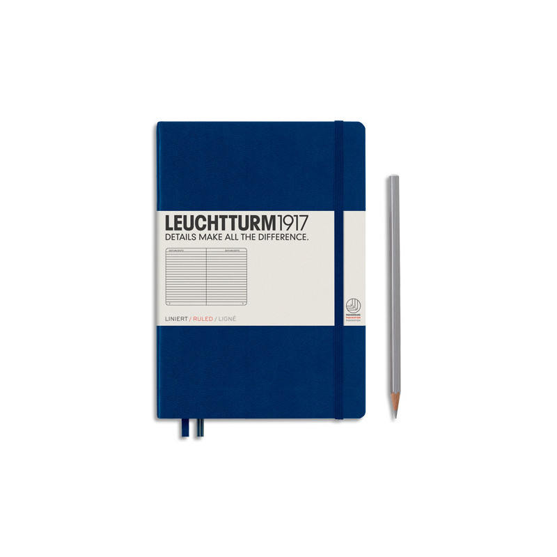 LEUCHTTURM 1917 Carnet rigide 14,8x21cm 251 pages lignées numérotées. Coloris Bleu marine