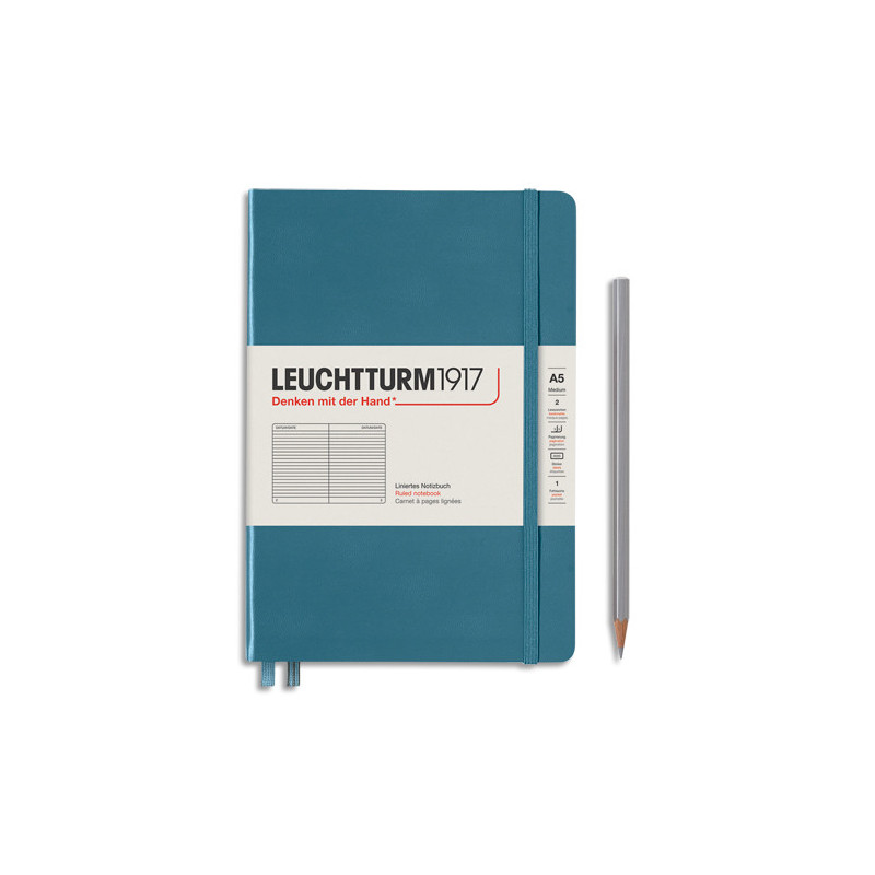 LEUCHTTURM 1917 Carnet rigide 14,8x21cm 251 pages lignées numérotées. Coloris Bleu jean