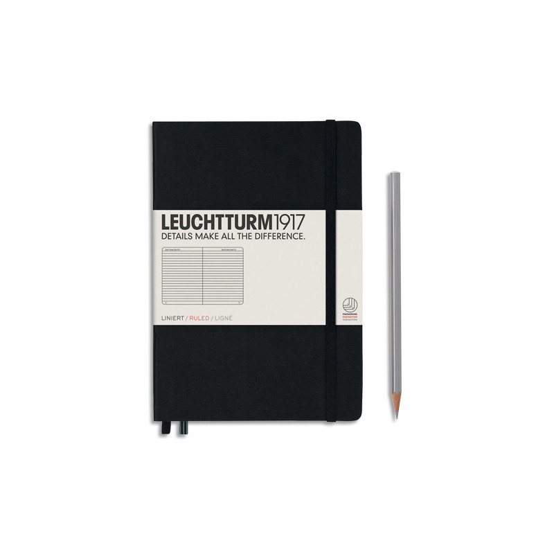 LEUCHTTURM 1917 Carnet rigide 14,8x21cm 251 pages lignées numérotées. Coloris Noir