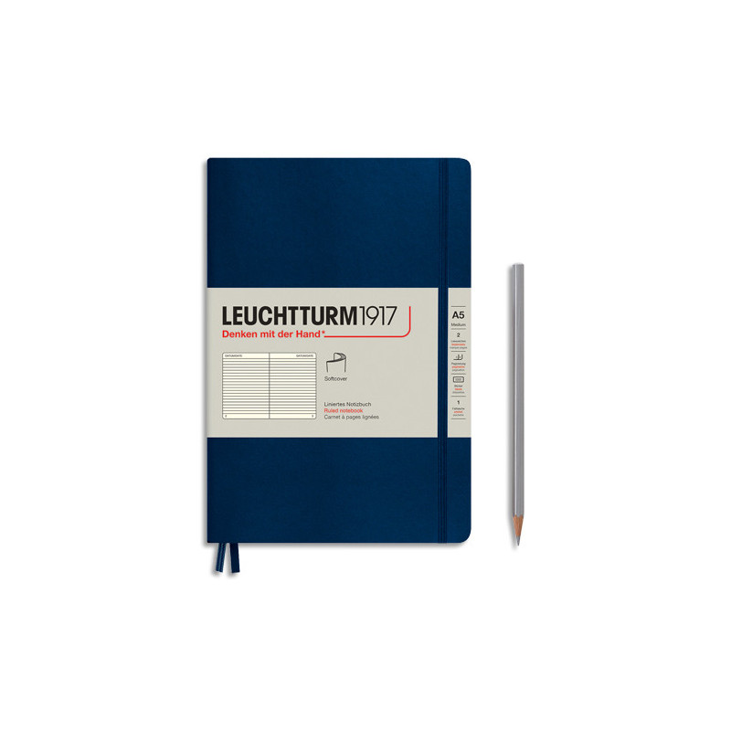 LEUCHTTURM 1917 Carnet souple 14,8x21cm 123 pages lignées numérotées. Coloris Bleu marine