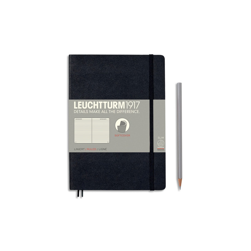 LEUCHTTURM 1917 Carnet souple 14,8x21cm 123 pages lignées numérotées. Coloris Noir