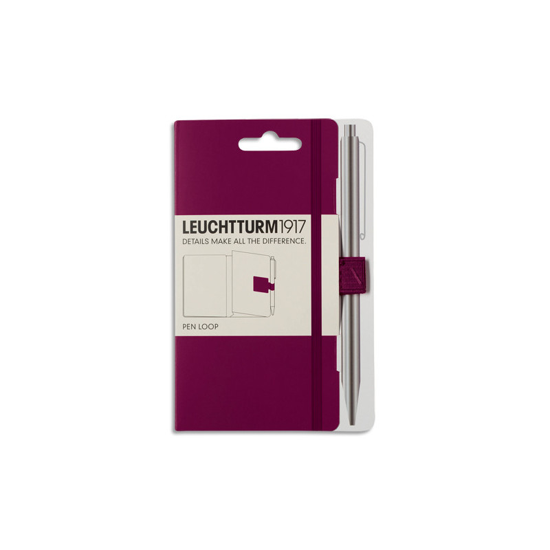 LEUCHTTURM1917 Passant élastique pour stylo. A coller format 4x4x1,5cm. Coloris Bordeaux