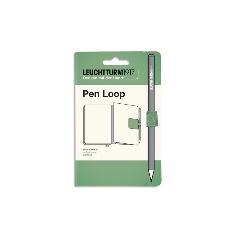 LEUCHTTURM1917 Passant élastique pour stylo. A coller format 4x4x1,5cm. Coloris Vert sauge