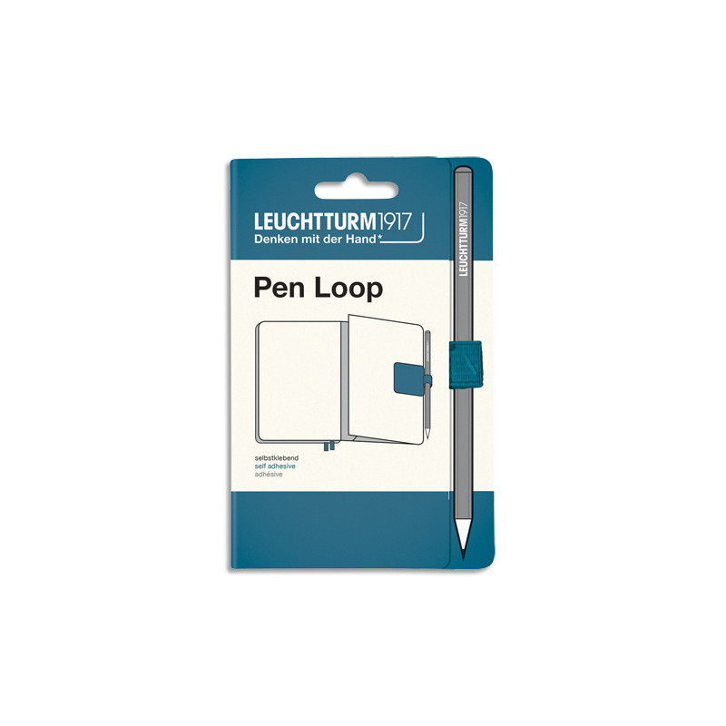 LEUCHTTURM1917 Passant élastique pour stylo. A coller format 4x4x1,5cm. Coloris Bleu jean