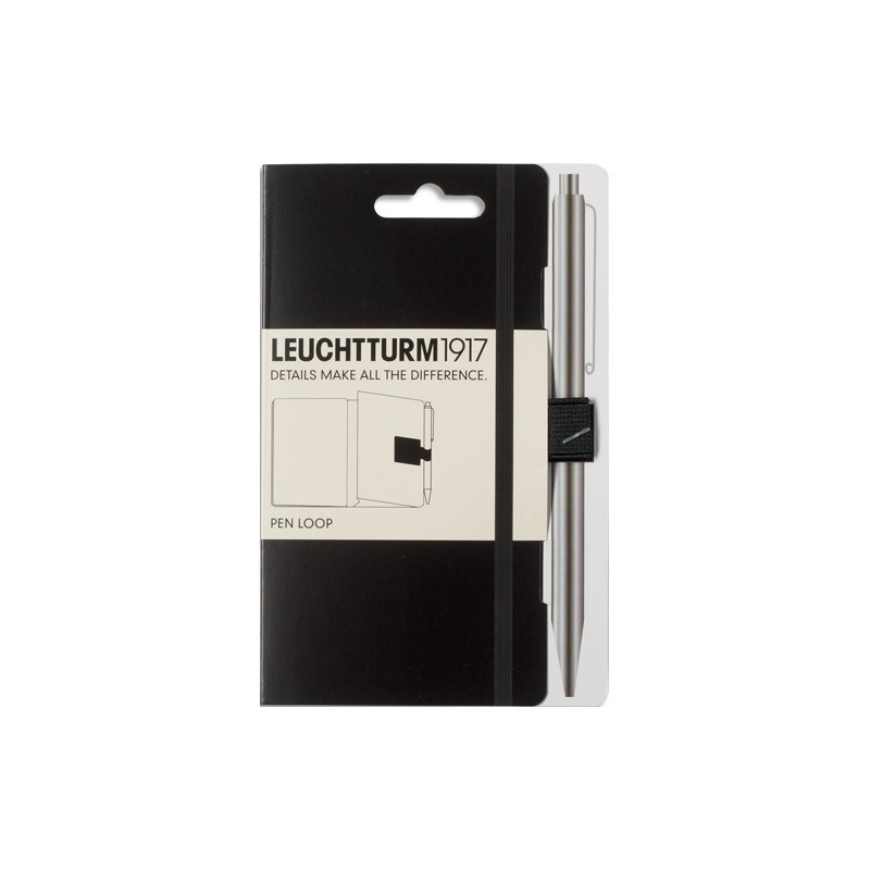 LEUCHTTURM1917 Passant élastique pour stylo. A coller format 4x4x1,5cm. Coloris Noir