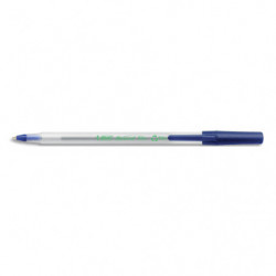 BIC Boîte de 60 stylos billes Round Stic ECOlutions 74% de matériaux recyclés. Pointe 1,0mm. Encre bleue