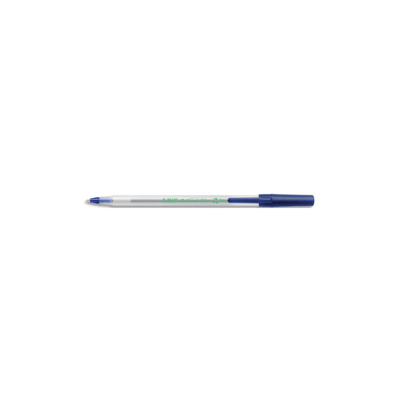 BIC Boîte de 60 stylos billes Round Stic ECOlutions 74% de matériaux recyclés. Pointe 1,0mm. Encre bleue