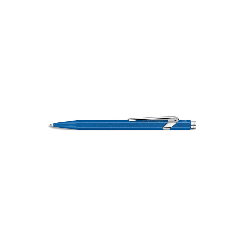 CARAN D'ACHE Stylo bille 849 Colormat X : Corps hexagonal en aluminium, finition microbillée - Corps Bleu