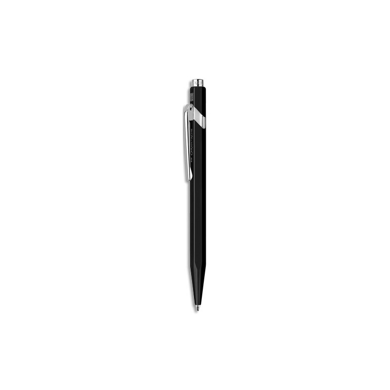 CARAN D'ACHE Stylo bille 849 CLASSIC rétractable en aluminium. Corps hexagonal noir, encre bleue