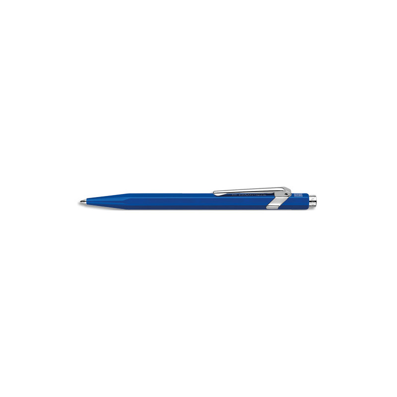 CARAN D'ACHE Stylo bille 849 CLASSIC rétractable en aluminium. Corps hexagonal bleu, encre bleue